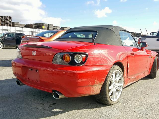 JHMAP21414T003697 - 2004 HONDA S2000 RED photo 4