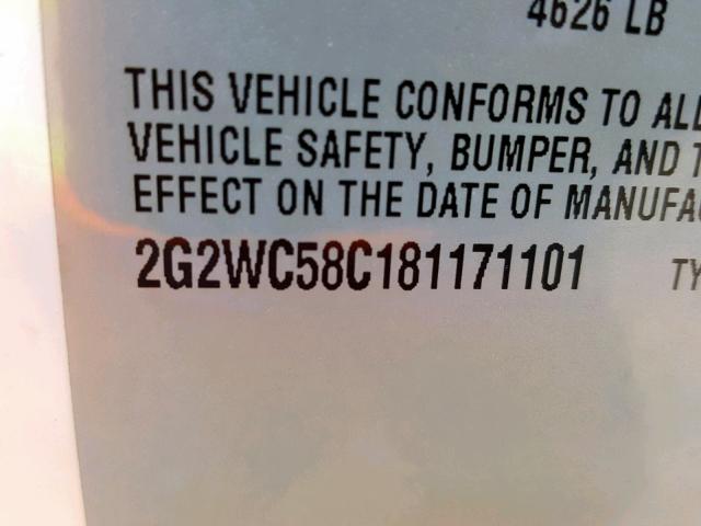 2G2WC58C181171101 - 2008 PONTIAC GRAND PRIX WHITE photo 10