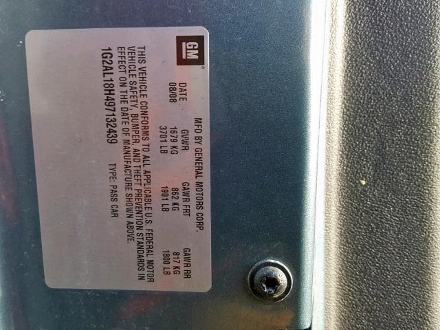 1G2AL18H497132439 - 2009 PONTIAC G5 GREEN photo 10