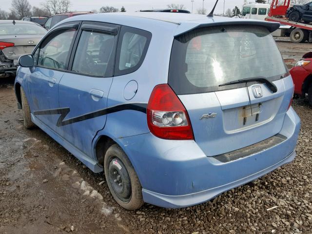 JHMGD37658S008141 - 2008 HONDA FIT SPORT BLUE photo 3