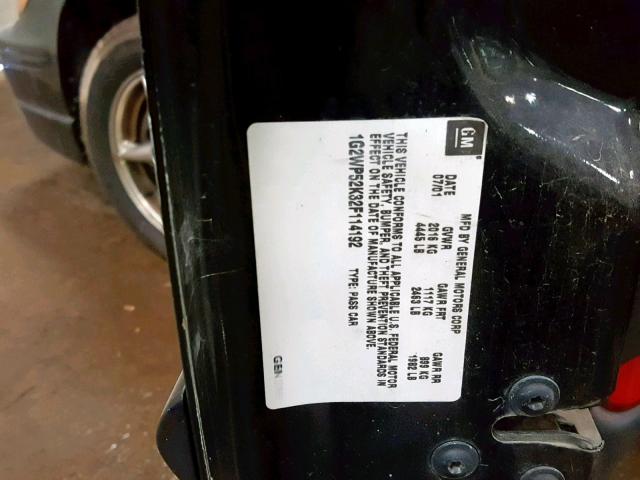 1G2WP52K32F114192 - 2002 PONTIAC GRAND PRIX BLACK photo 10