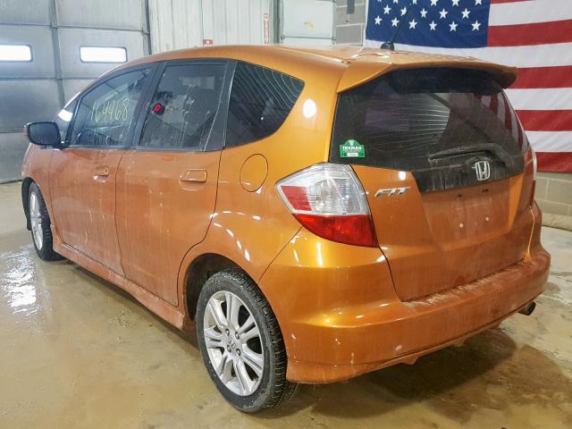 JHMGE8H47AS010938 - 2010 HONDA FIT SPORT ORANGE photo 3