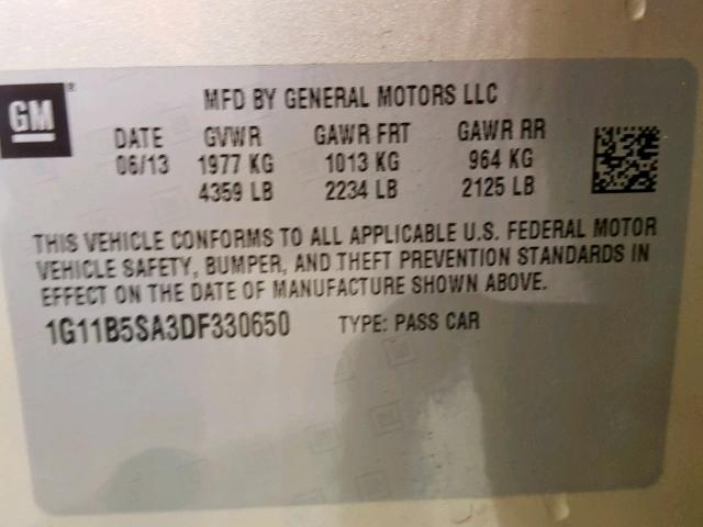 1G11B5SA3DF330650 - 2013 CHEVROLET MALIBU LS GOLD photo 10