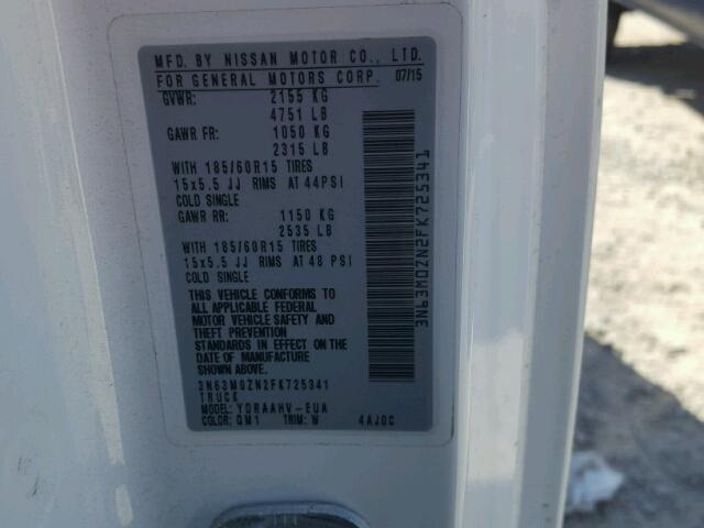 3N63M0ZN2FK725341 - 2015 CHEVROLET CITY EXPRE WHITE photo 10