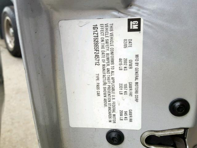 1G1ZT62865F245712 - 2005 CHEVROLET MALIBU MAX SILVER photo 10