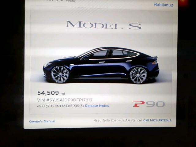 5YJSA1DP9DFP17619 - 2013 TESLA MODEL S Niebieski zdjęcie 8