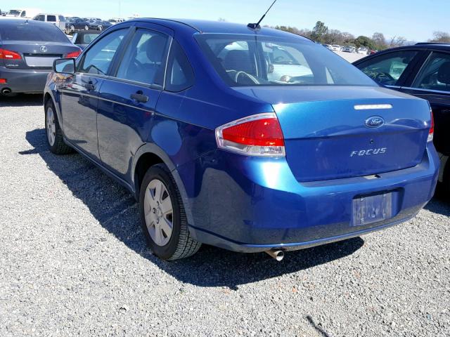 1FAHP34N18W180478 - 2008 FORD FOCUS S/SE BLUE photo 3