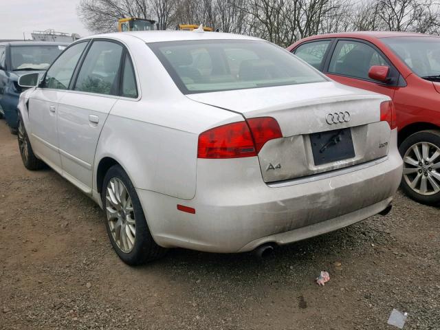 WAUAF78E48A134105 - 2008 AUDI A4 2.0T WHITE photo 3