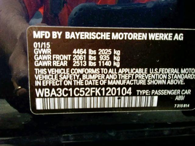 WBA3C1C52FK120104 - 2015 BMW 328 I SULE BLUE photo 10