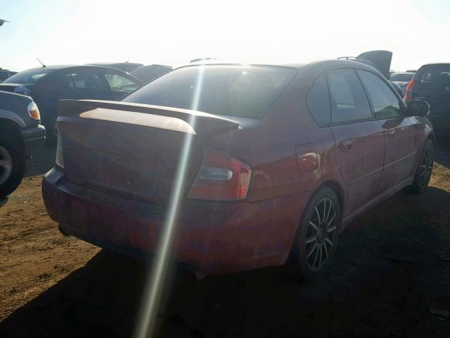 4S3BL676954213218 - 2005 SUBARU LEGACY GT RED photo 4