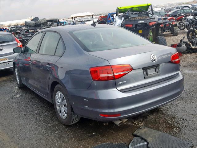 3VW2K7AJ8FM421969 - 2015 VOLKSWAGEN JETTA BASE GRAY photo 3