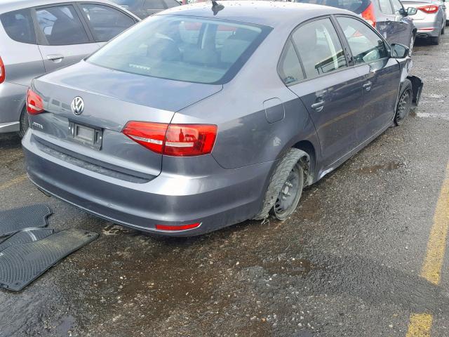 3VW2K7AJ8FM421969 - 2015 VOLKSWAGEN JETTA BASE GRAY photo 4