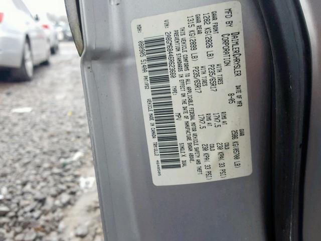 2A8GM68446R623660 - 2006 CHRYSLER PACIFICA T SILVER photo 10