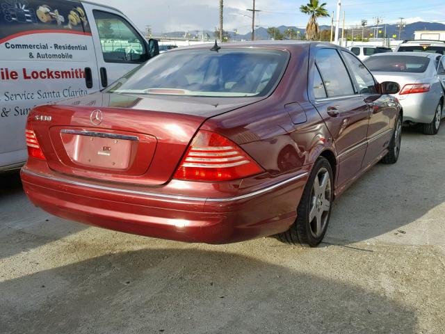 WDBNG70J84A409249 - 2004 MERCEDES-BENZ S 430 RED photo 4