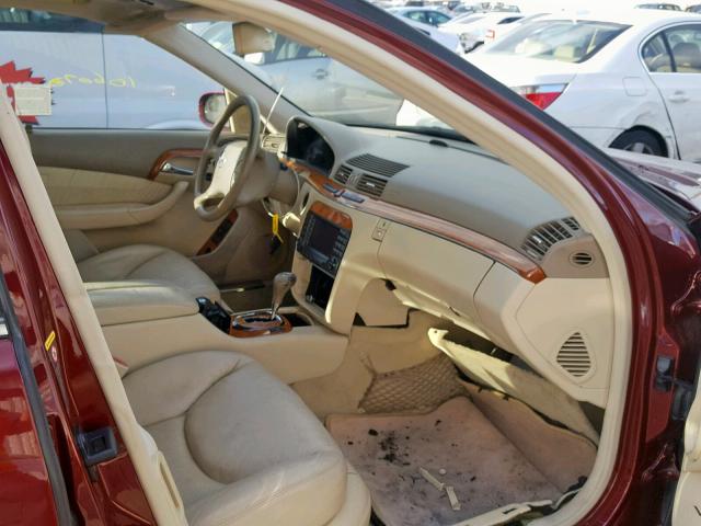WDBNG70J84A409249 - 2004 MERCEDES-BENZ S 430 RED photo 5