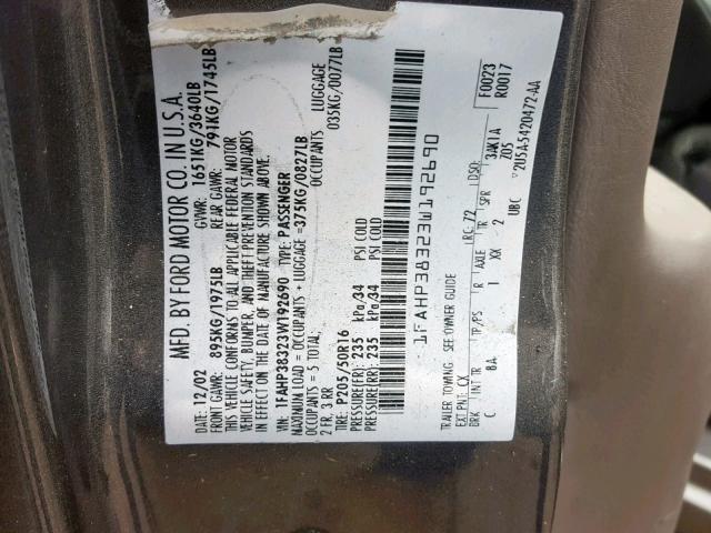 1FAHP38323W192690 - 2003 FORD FOCUS ZTS GRAY photo 10
