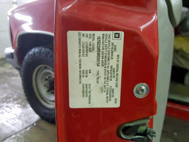 1GTGC29RXWE560154 - 1998 GMC SIERRA C25 RED photo 10