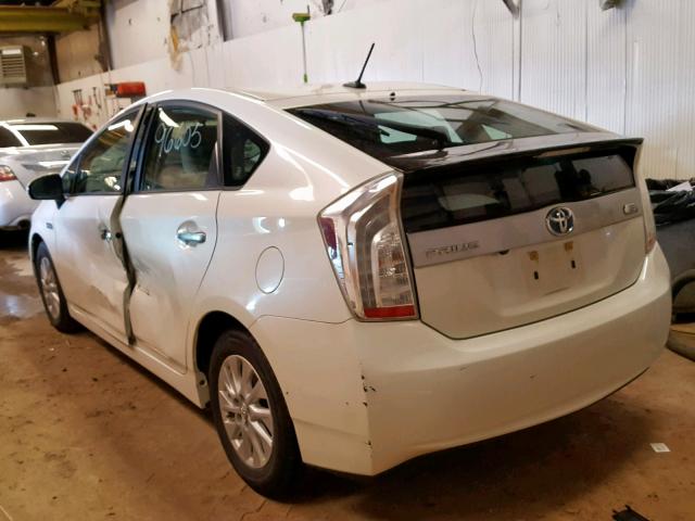 JTDKN3DP5D3047581 - 2013 TOYOTA PRIUS PLUG WHITE photo 3