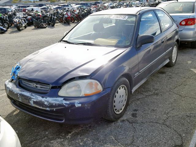 2HGEJ644XVH120444 - 1997 HONDA CIVIC DX BLUE photo 2