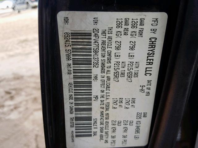 2D4FV47T58H137352 - 2008 DODGE MAGNUM BLACK photo 10