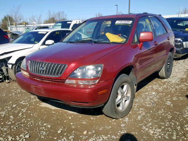 JT6GF10U5X0020560 - 1999 LEXUS RX 300 BURGUNDY photo 2