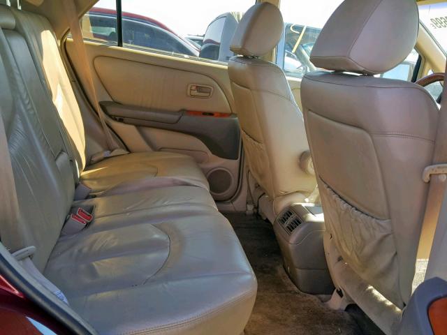 JT6GF10U5X0020560 - 1999 LEXUS RX 300 BURGUNDY photo 6