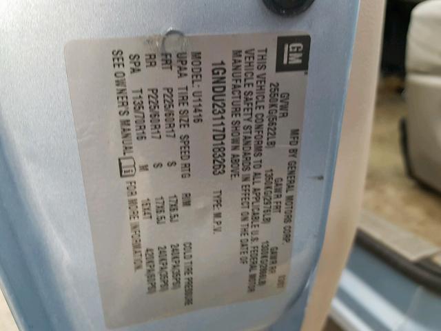 1GNDU23117D183263 - 2007 CHEVROLET UPLANDER L 蓝色 照片 10