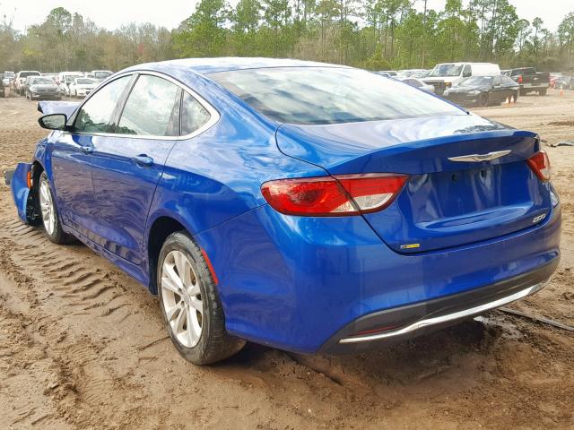 1C3CCCAB1FN611063 - 2015 CHRYSLER 200 LIMITE BLUE photo 3