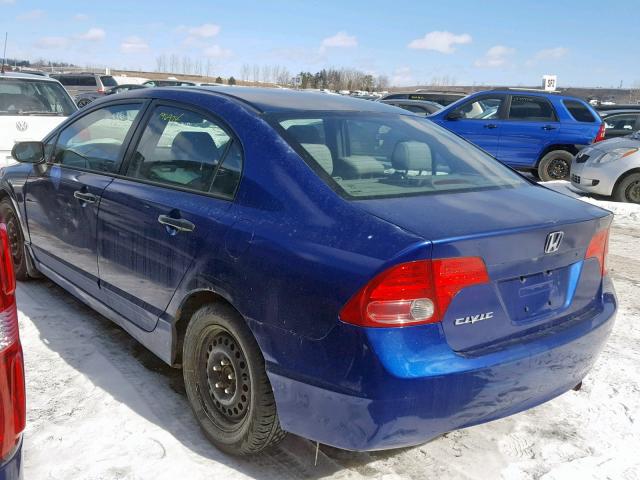 2HGFA16327H008896 - 2007 HONDA CIVIC DX BLUE photo 3