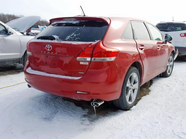 4T3BK3BB0AU041387 - 2010 TOYOTA VENZA BASE RED photo 4