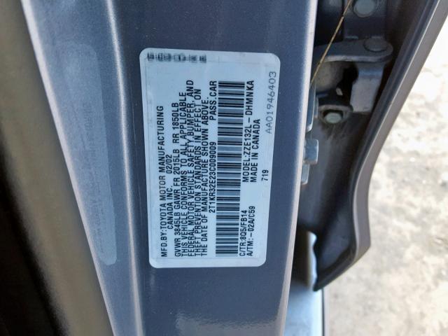 2T1KR32E23C009009 - 2003 TOYOTA MATRIX SILVER photo 10