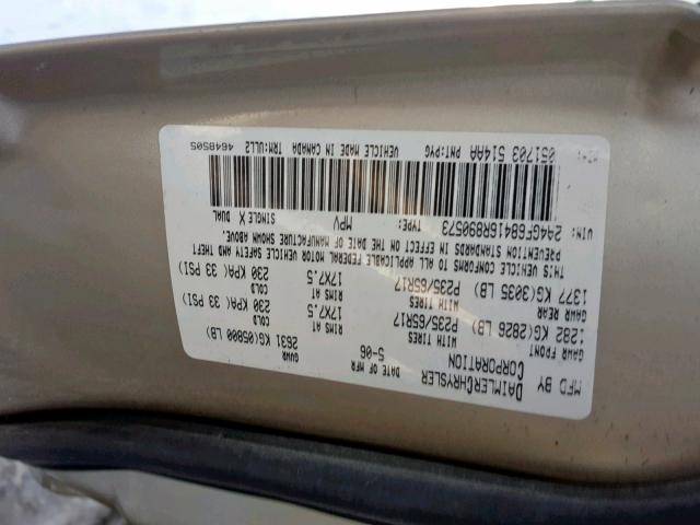 2A4GF68416R890573 - 2006 CHRYSLER PACIFICA T SILVER photo 10