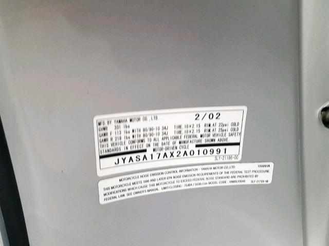 JYASA17AX2A010991 - 2002 YAMAHA YJ50 GRAY photo 20