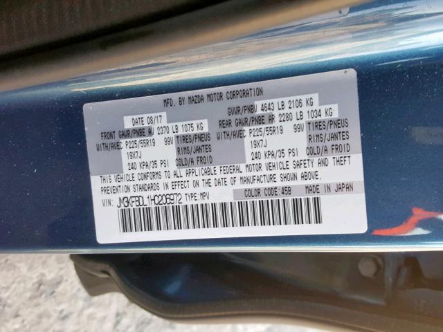 JM3KFBDL1H0206972 - 2017 MAZDA CX-5 GRAND BLUE photo 10