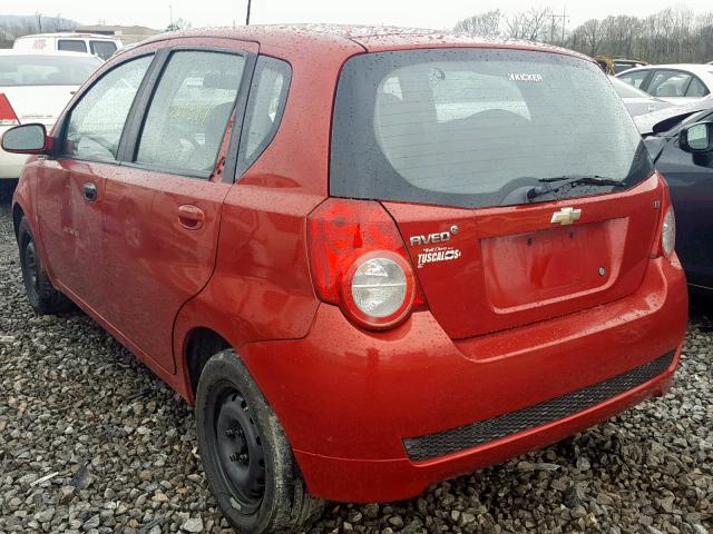 KL1TD66EX9B621889 - 2009 CHEVROLET AVEO LS RED photo 3