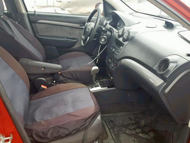 KL1TD66EX9B621889 - 2009 CHEVROLET AVEO LS RED photo 5
