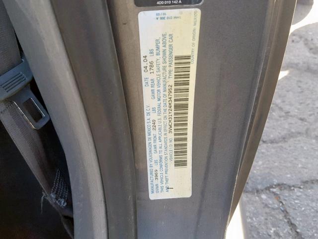 3VWCM31Y24M347952 - 2004 VOLKSWAGEN NEW BEETLE Сұр фото 10