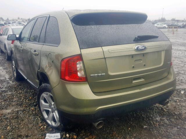 2FMDK3JC8DBB75747 - 2013 FORD EDGE SEL GREEN photo 3