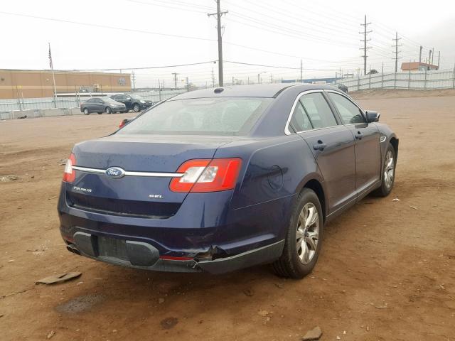 1FAHP2EW4BG163824 - 2011 FORD TAURUS SEL BLUE photo 4