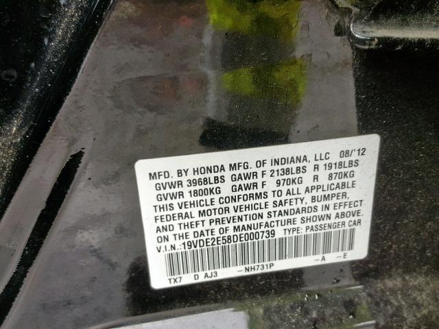 19VDE2E58DE000739 - 2013 ACURA ILX 24 PRE BLACK photo 10