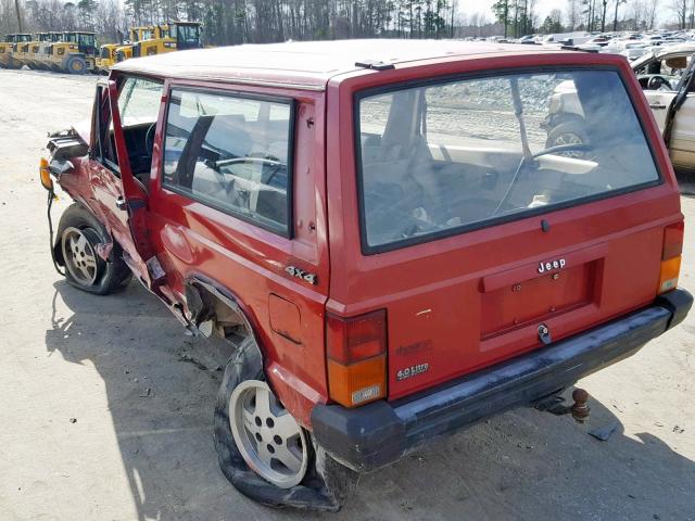 1J4FJ27S7NL178613 - 1992 JEEP CHEROKEE RED photo 3