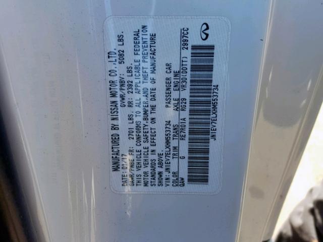 JN1EV7ELXHM553734 - 2017 INFINITI Q60 PREMIU WHITE photo 10