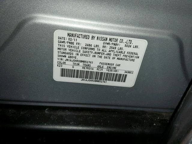 JN1AJ0HR0BM852741 - 2011 INFINITI EX35 BASE SILVER photo 10