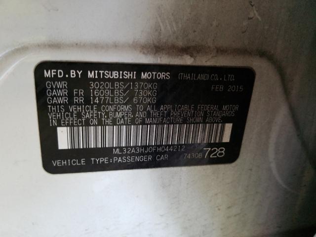 ML32A3HJ0FH044212 - 2015 MITSUBISHI MIRAGE DE  photo 10