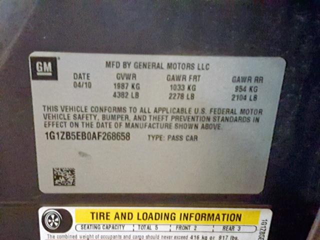 1G1ZB5EB0AF268658 - 2010 CHEVROLET MALIBU LS PURPLE photo 10