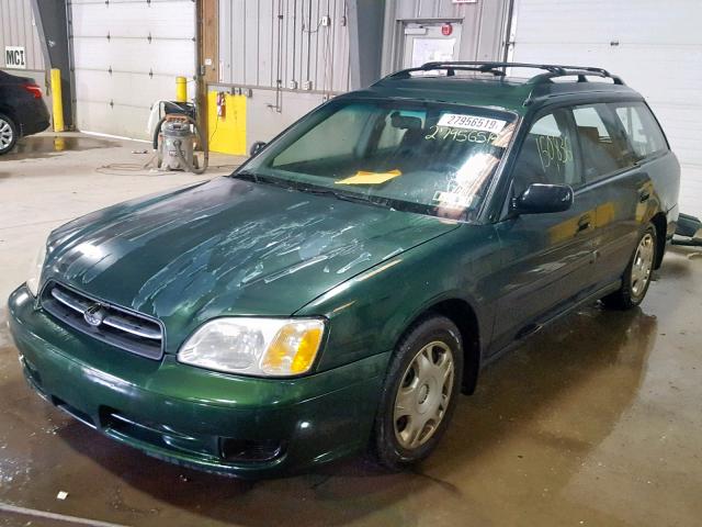 4S3BH6351Y7310415 - 2000 SUBARU LEGACY L GREEN photo 2