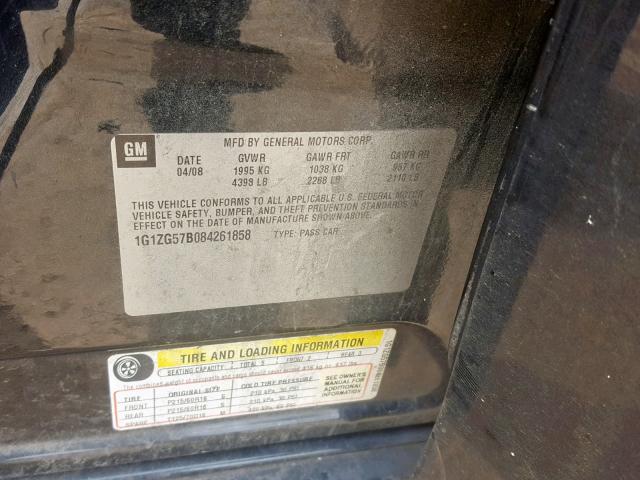 1G1ZG57B084261858 - 2008 CHEVROLET MALIBU LS 黑色 照片 10