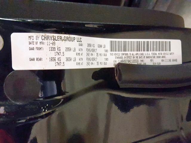 1J4RH5GT8AC122533 - 2010 JEEP COMMANDER შავი ფოტო 10