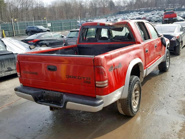 1D7HG48N54S518918 - 2004 DODGE DAKOTA QUA RED photo 4