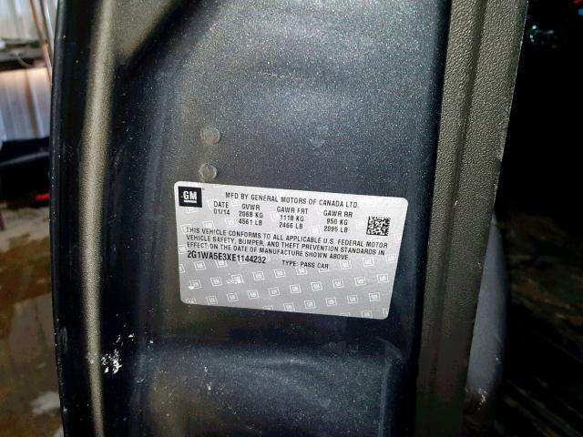 2G1WA5E3XE1144232 - 2014 CHEVROLET IMPALA LIM BLACK photo 10